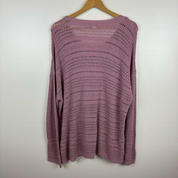 J Jill Crochet Open Weave Pink Pullover Sweater Sz L | Beachy Coastal Grandma - Picture 8 of 13
